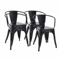 BestMassage Metal Dining Chairs Set of 4 Patio Chairs, Black/Brown