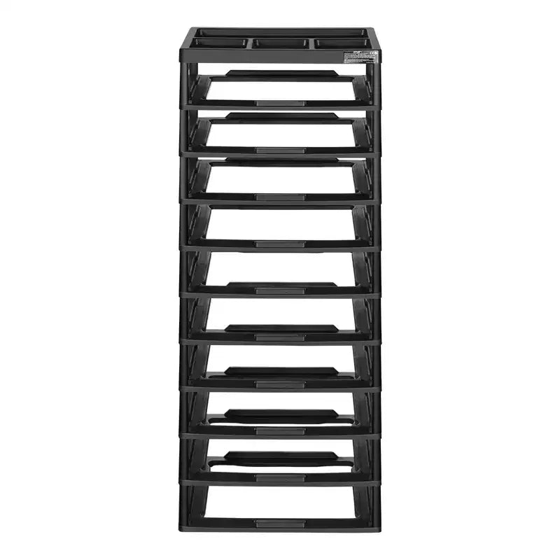 VEVOR Plastic Storage Organizer, 10-Tier Large Capacity with Organizer Top, Black Frame Only, PP Material Multifunctional Scrapbook Storage, Black