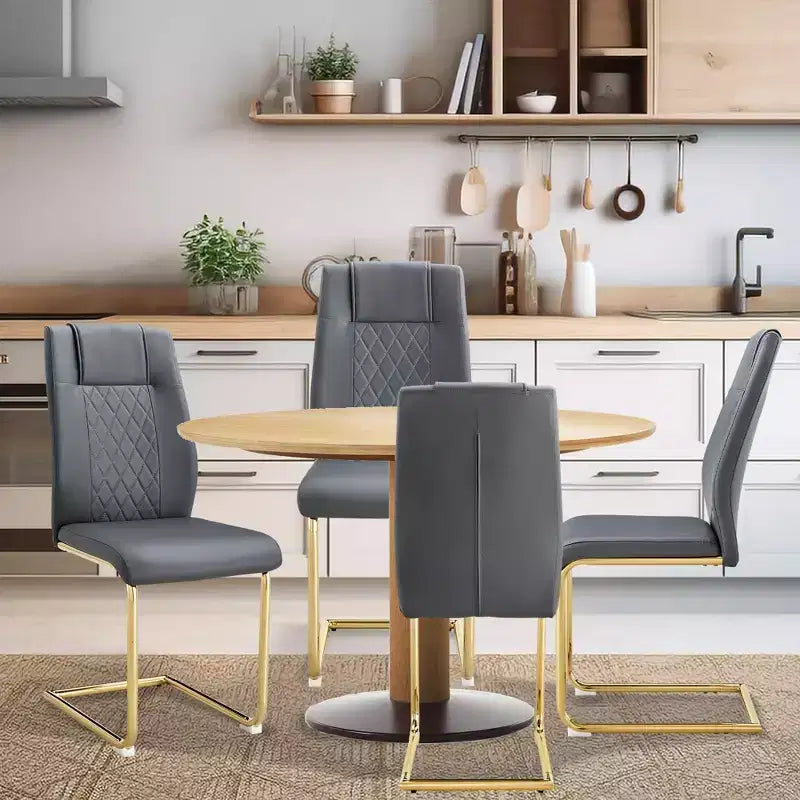 Dining Chairs Set of 4, Minimalist Modern Upholstered Chair with Metal Legs, Ideal for Home, Office, Kitchen, or Dining Room