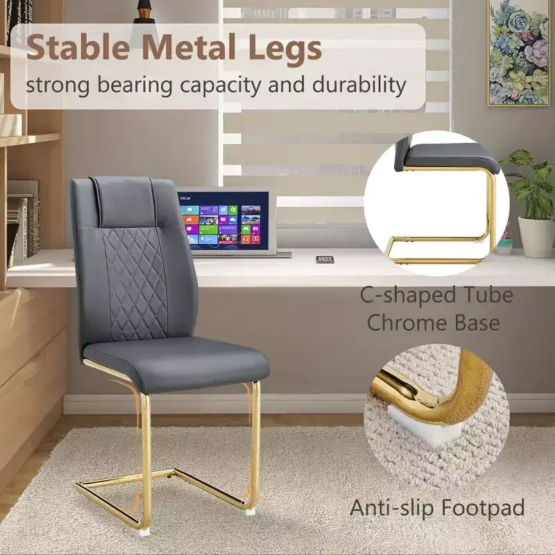 Dining Chairs Set of 4, Minimalist Modern Upholstered Chair with Metal Legs, Ideal for Home, Office, Kitchen, or Dining Room