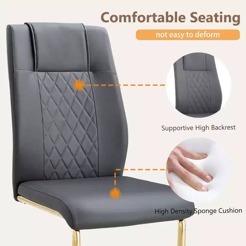 Dining Chairs Set of 4, Minimalist Modern Upholstered Chair with Metal Legs, Ideal for Home, Office, Kitchen, or Dining Room