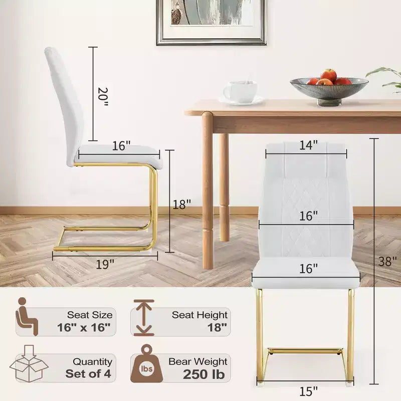 Dining Chairs Set of 4, Minimalist Modern Upholstered Chair with Metal Legs, Ideal for Home, Office, Kitchen, or Dining Room