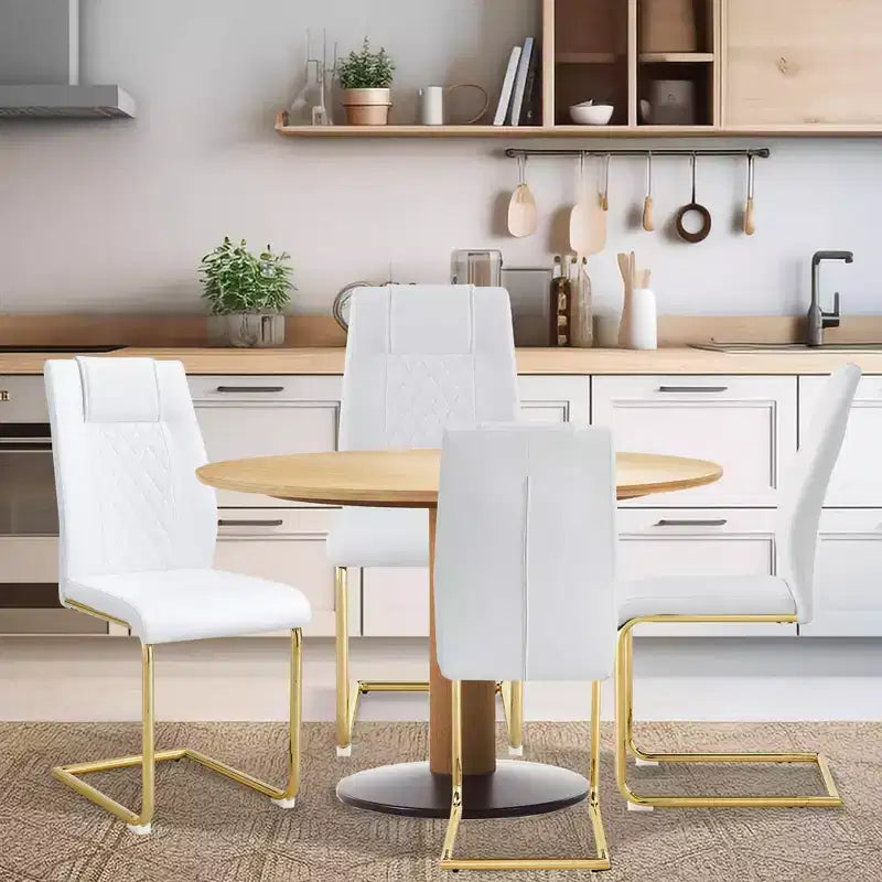 Dining Chairs Set of 4, Minimalist Modern Upholstered Chair with Metal Legs, Ideal for Home, Office, Kitchen, or Dining Room