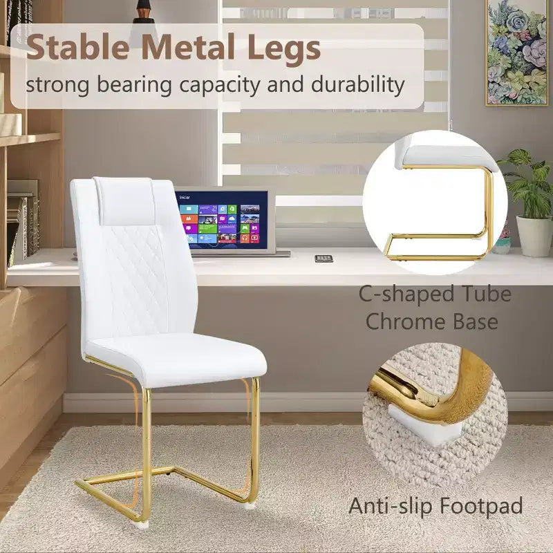 Dining Chairs Set of 4, Minimalist Modern Upholstered Chair with Metal Legs, Ideal for Home, Office, Kitchen, or Dining Room