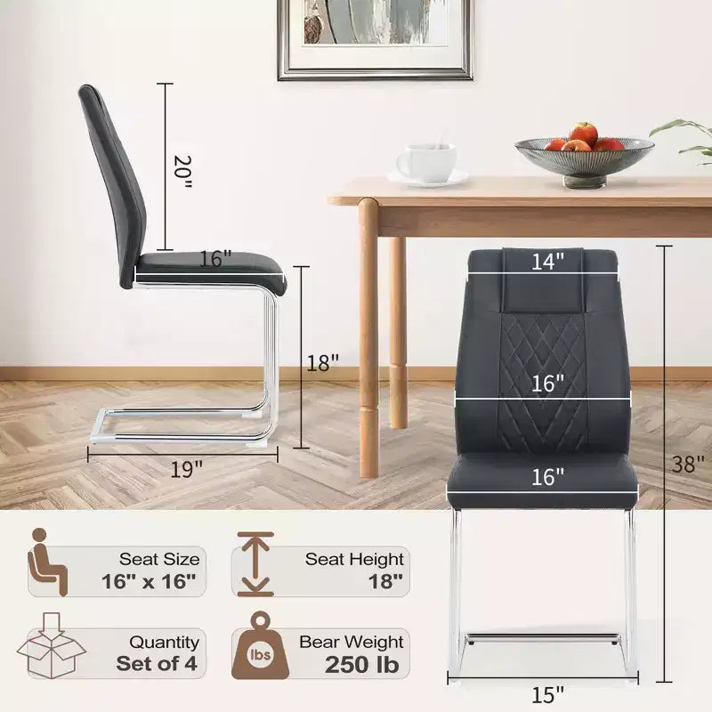 Dining Chairs Set of 4, Minimalist Modern Upholstered Chair with Metal Legs, Ideal for Home, Office, Kitchen, or Dining Room