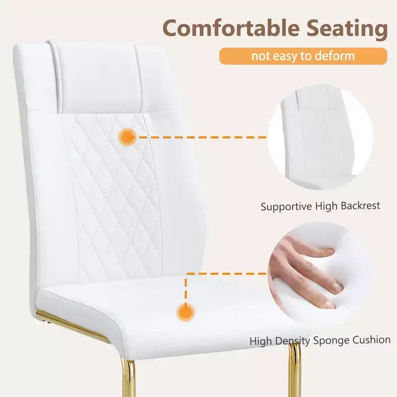 Dining Chairs Set of 4, Minimalist Modern Upholstered Chair with Metal Legs, Ideal for Home, Office, Kitchen, or Dining Room