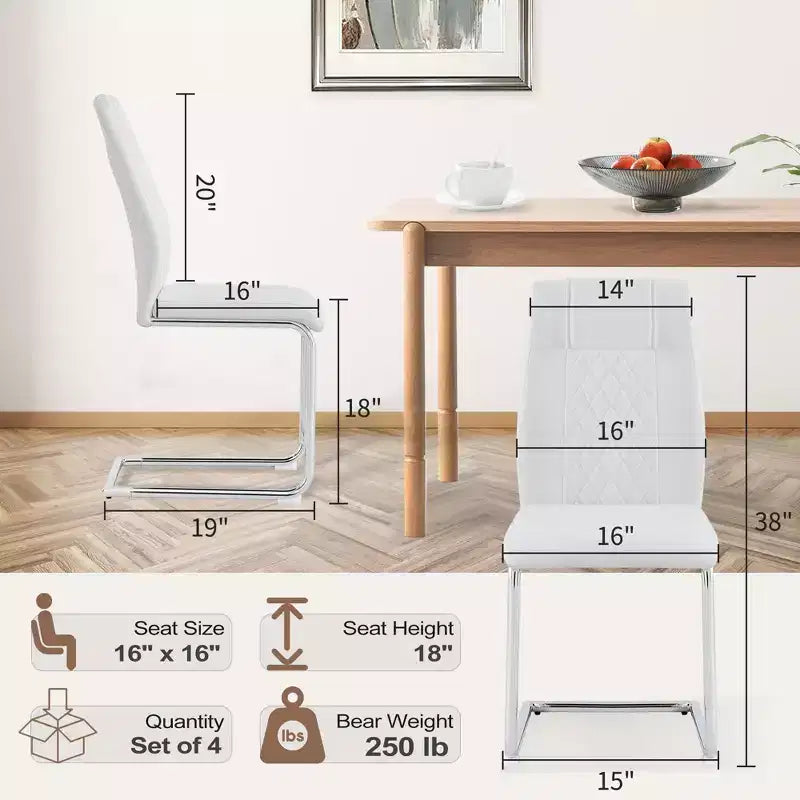 Dining Chairs Set of 4, Minimalist Modern Upholstered Chair with Metal Legs, Ideal for Home, Office, Kitchen, or Dining Room