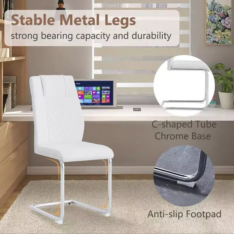 Dining Chairs Set of 4, Minimalist Modern Upholstered Chair with Metal Legs, Ideal for Home, Office, Kitchen, or Dining Room