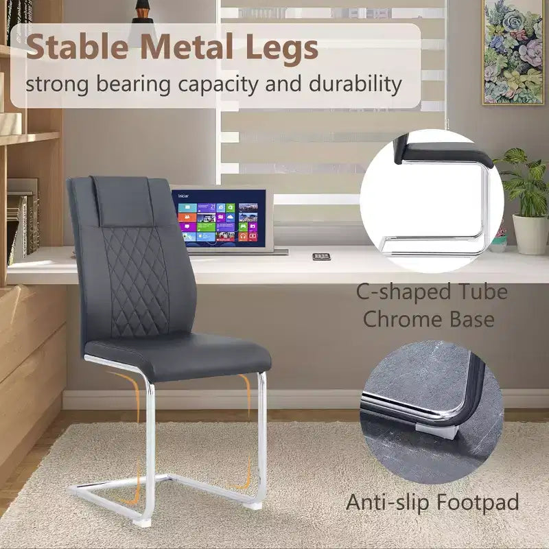 Dining Chairs Set of 4, Minimalist Modern Upholstered Chair with Metal Legs, Ideal for Home, Office, Kitchen, or Dining Room