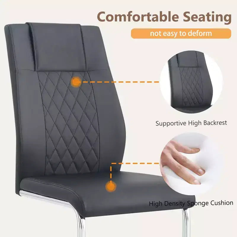 Dining Chairs Set of 4, Minimalist Modern Upholstered Chair with Metal Legs, Ideal for Home, Office, Kitchen, or Dining Room