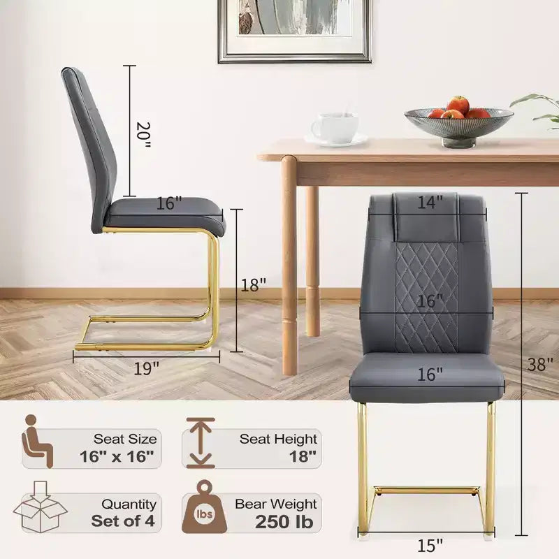 Dining Chairs Set of 4, Minimalist Modern Upholstered Chair with Metal Legs, Ideal for Home, Office, Kitchen, or Dining Room