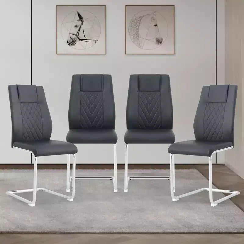 Dining Chairs Set of 4, Minimalist Modern Upholstered Chair with Metal Legs, Ideal for Home, Office, Kitchen, or Dining Room