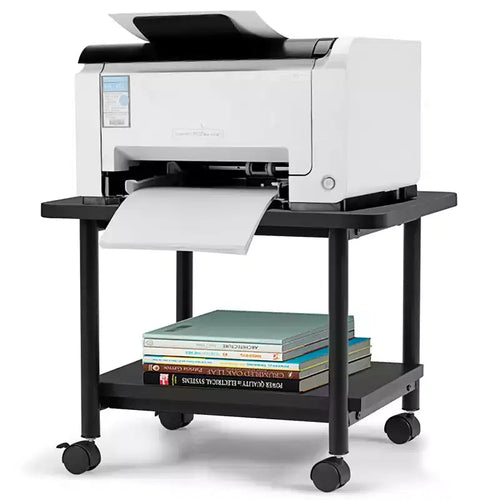 Costway 2-Tier Rolling Under Desk Printer Cart with 2 Storage Shelves Printer Stand for home office