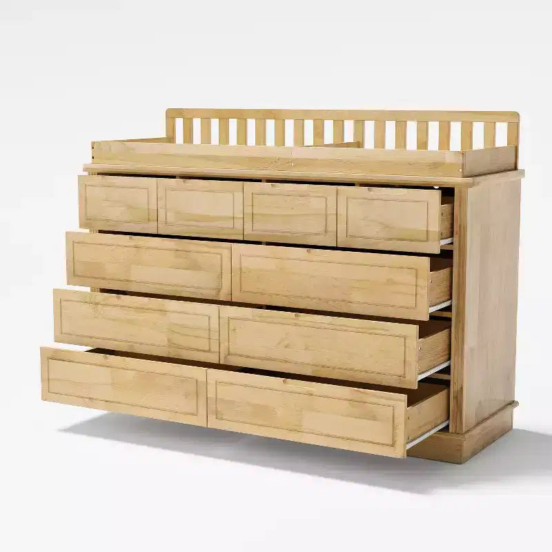Table à langer et commode en bois de pin massif : plan à langer amovible, tiroirs de rangement, essentiel de puériculture tout-en-un pour les parents