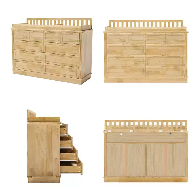 Table à langer et commode en bois de pin massif : plan à langer amovible, tiroirs de rangement, essentiel de puériculture tout-en-un pour les parents