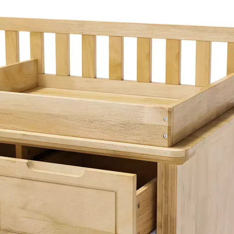 Table à langer et commode en bois de pin massif : plan à langer amovible, tiroirs de rangement, essentiel de puériculture tout-en-un pour les parents