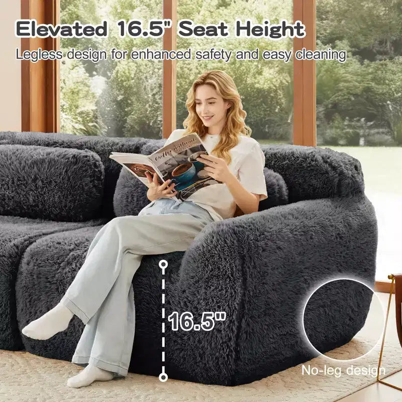 Canapé sectionnel modulaire rose 2 places de 203,96 cm avec coussins de traversin et éponge haute densité 32D pour salons
