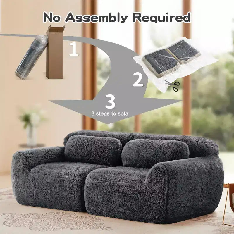 Canapé sectionnel modulaire rose 2 places de 203,96 cm avec coussins de traversin et éponge haute densité 32D pour salons
