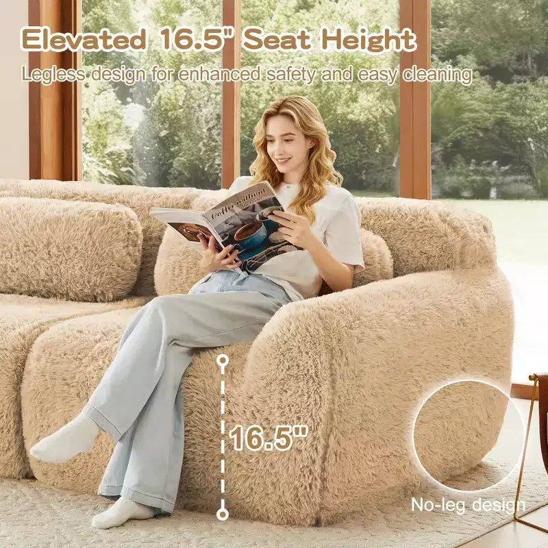 Canapé sectionnel modulaire rose 2 places de 203,96 cm avec coussins de traversin et éponge haute densité 32D pour salons
