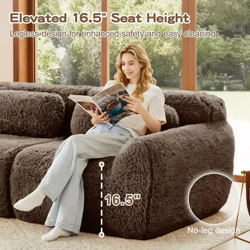 Canapé sectionnel modulaire rose 2 places de 203,96 cm avec coussins de traversin et éponge haute densité 32D pour salons