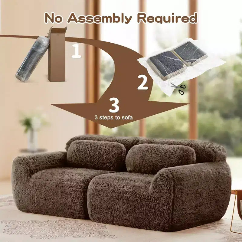 Canapé sectionnel modulaire rose 2 places de 203,96 cm avec coussins de traversin et éponge haute densité 32D pour salons