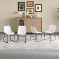MAYEERTY Set of 4 PU Leather Chairs, Modern Industrial Chairs for Kitchen Dining Room Living Room, White