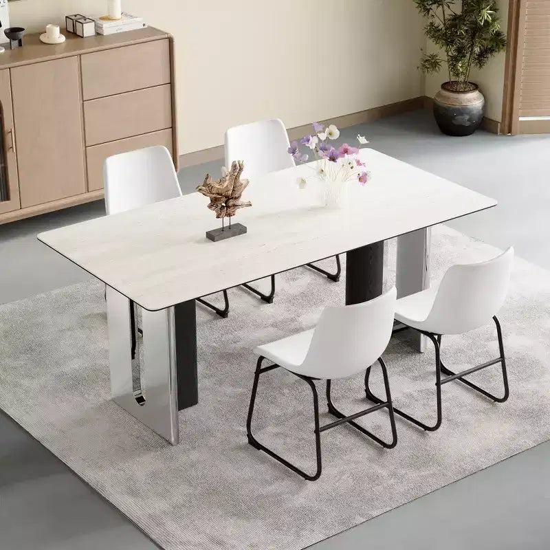 Lot de 4 chaises en similicuir PU, chaises industrielles modernes pour cuisine, salle à manger, salon, blanc