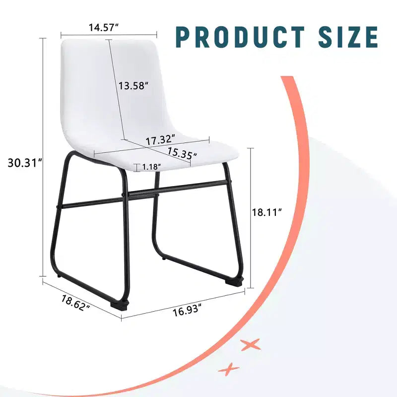 Set of 4 PU Leather Chairs, Modern Industrial Chairs for Kitchen Dining Room Living Room, White