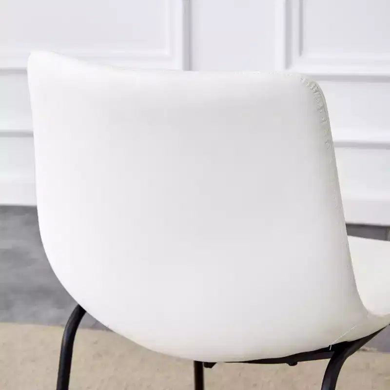 Lot de 4 chaises en similicuir PU, chaises industrielles modernes pour cuisine, salle à manger, salon, blanc