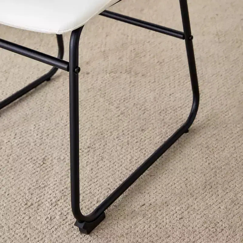 Lot de 4 chaises en similicuir PU, chaises industrielles modernes pour cuisine, salle à manger, salon, blanc