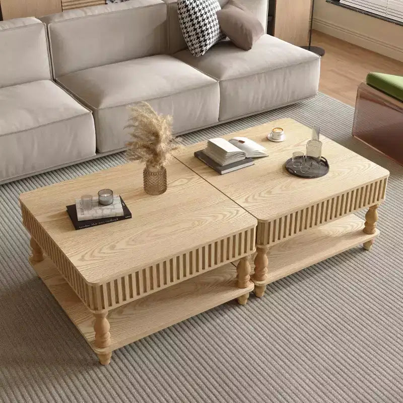 31.5 Modern Lift-Top Coffee Table with Storage, Retro Square Coffee Table with Solid Wood Legs, Stylish End Table for Living Room