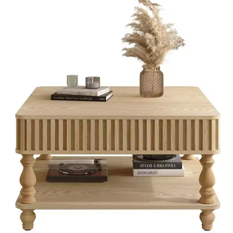 31.5 Modern Lift-Top Coffee Table with Storage, Retro Square Coffee Table with Solid Wood Legs, Stylish End Table for Living Room