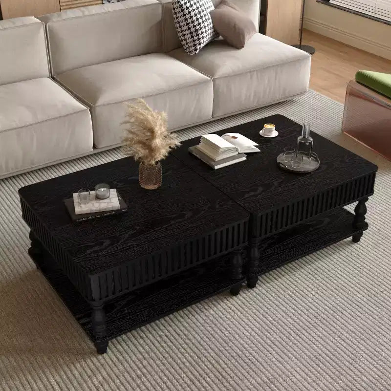 31.5 Modern Lift-Top Coffee Table with Storage, Retro Square Coffee Table with Solid Wood Legs, Stylish End Table for Living Room