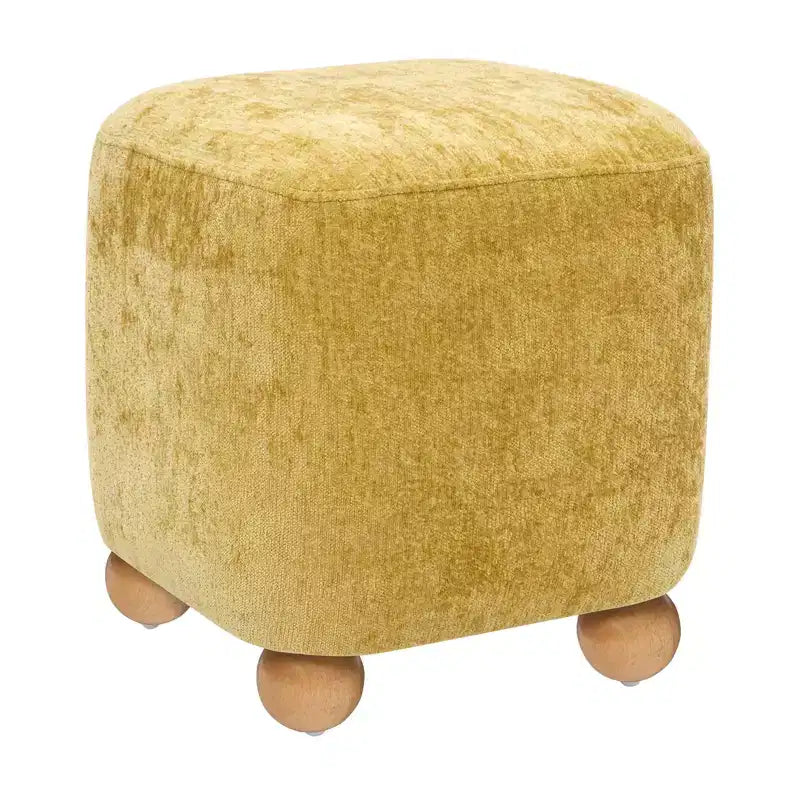 Pouffe carré avec cadre en bois d'acacia massif, repose-pieds cube rembourré en chenille (227 kg), petit pouf de salon et de chambre.