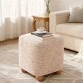 Bekrvio Square Ottoman with Solid Acacia Wood Frame,Chenille Upholstered Cube Footrest (500 lb), Small Living Room & Bedroom Ottoman