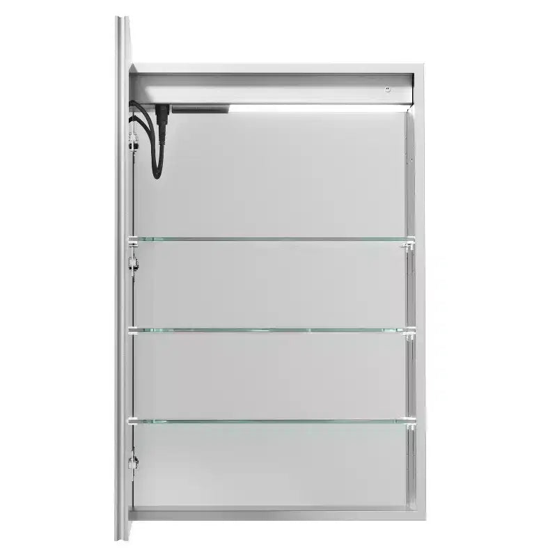 Armoire à pharmacie rectangulaire en aluminium avec miroir et lumière, dimmable, anti-buée, entièrement assemblée