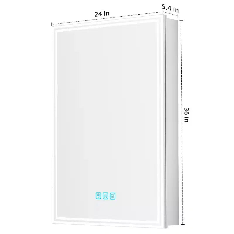 Armoire à pharmacie rectangulaire en aluminium avec miroir et lumière, dimmable, anti-buée, entièrement assemblée