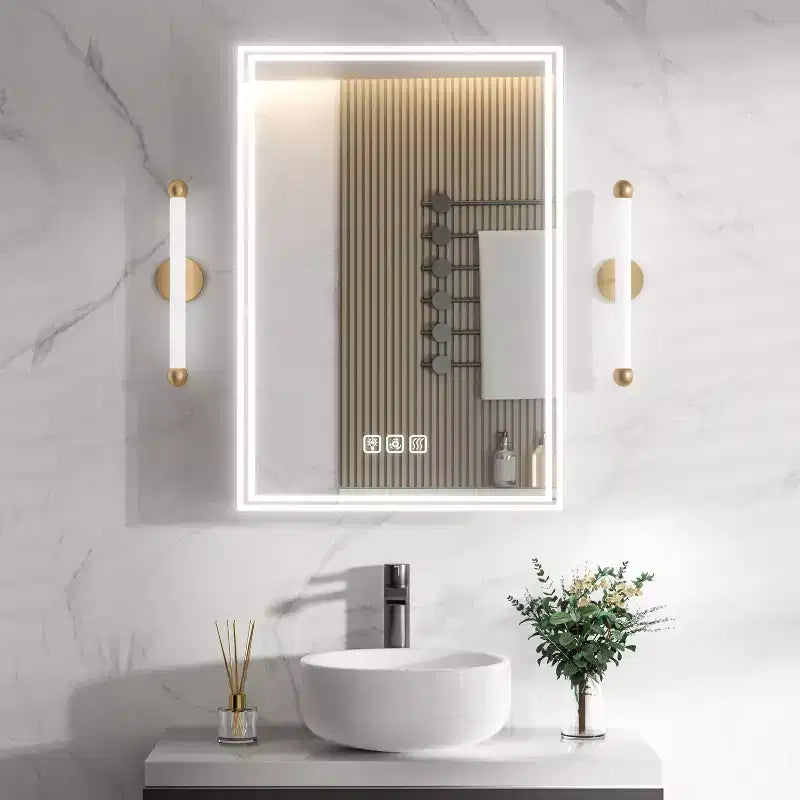 Rectangular Aluminum Medicine Cabinet with Mirror and Light, Dimmable, Anti-fog, Fully Assembled