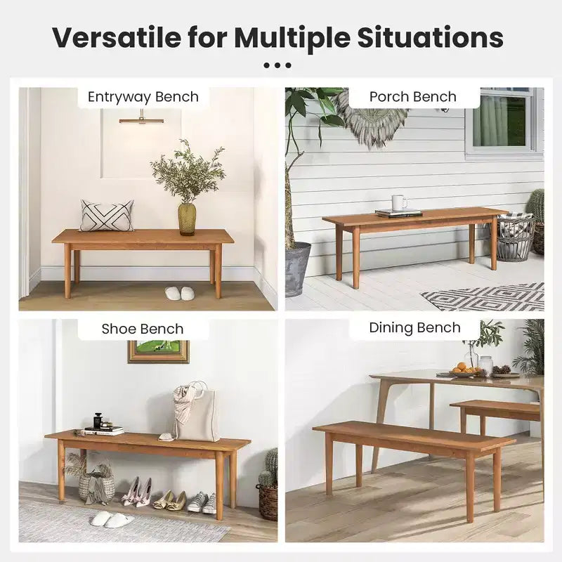 Banc de salle à manger en bois massif, banc d'entrée avec pieds en bois d'hévéa pour chambre à coucher, chêne