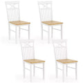 Costway Farmhouse Dining Chair Set of 4 Wooden Kitchen Chair w/ Rubber Wood Frame