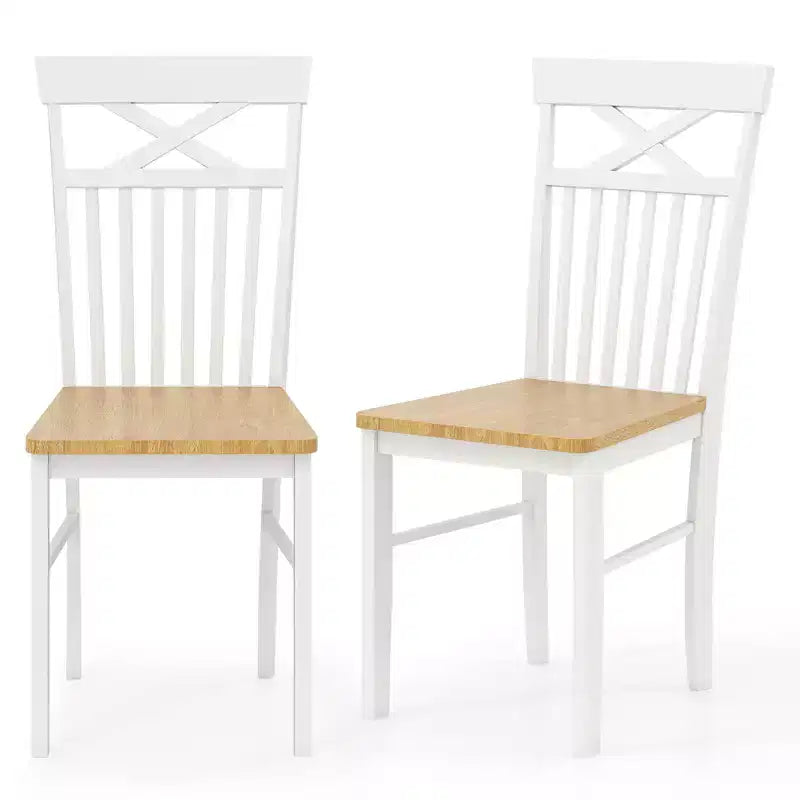 Lot de 4 Chaises de Salle à Manger de Style Ferme en Bois avec Cadre en Bois d'Hévéa