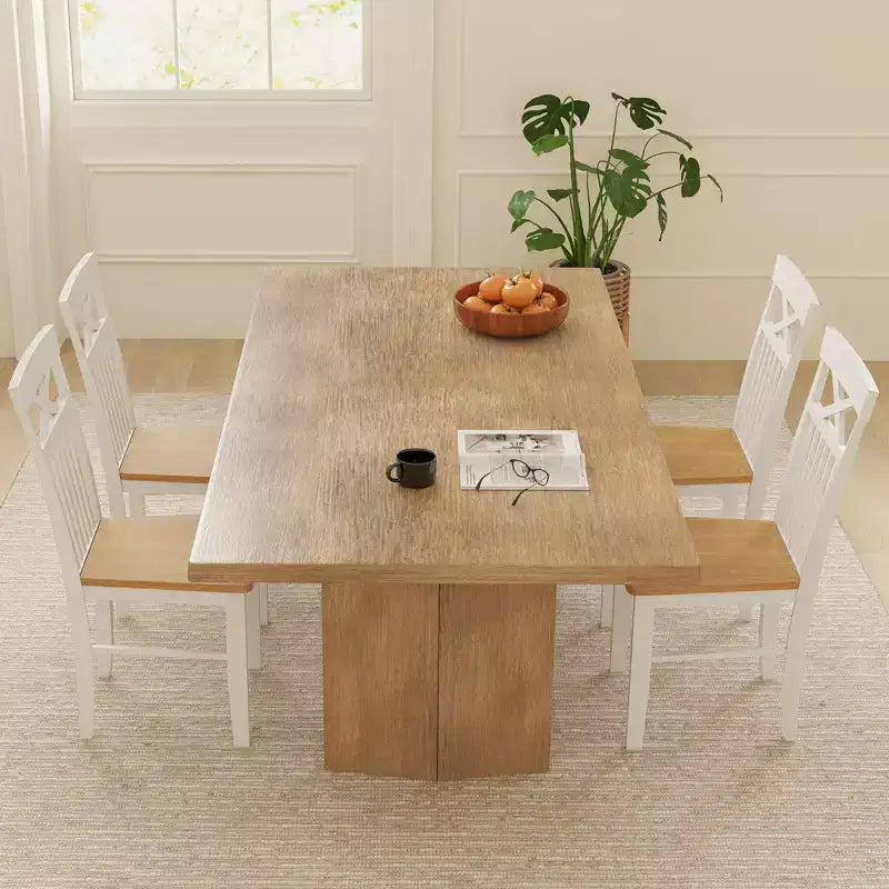 Farmhouse Dining Chair Set of 4 Wooden Kitchen Chair w/ Rubber Wood Frame