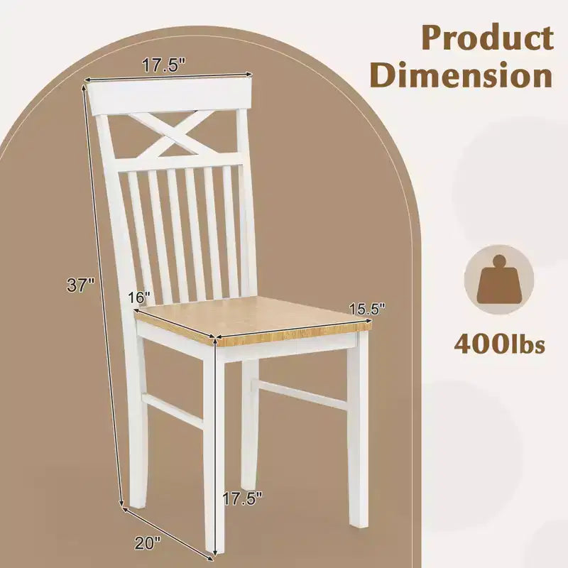 Farmhouse Dining Chair Set of 4 Wooden Kitchen Chair w/ Rubber Wood Frame