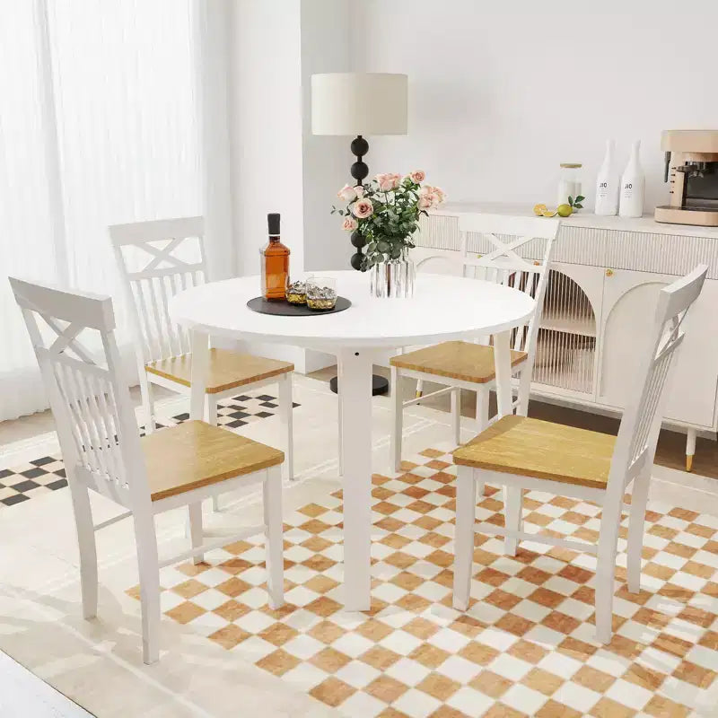 Lot de 4 Chaises de Salle à Manger de Style Ferme en Bois avec Cadre en Bois d'Hévéa
