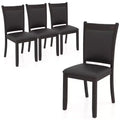 Costway Faux Leather Upholstered Dining Chairs Set of 4 w/ Padded Seat Rubber Wood Legs