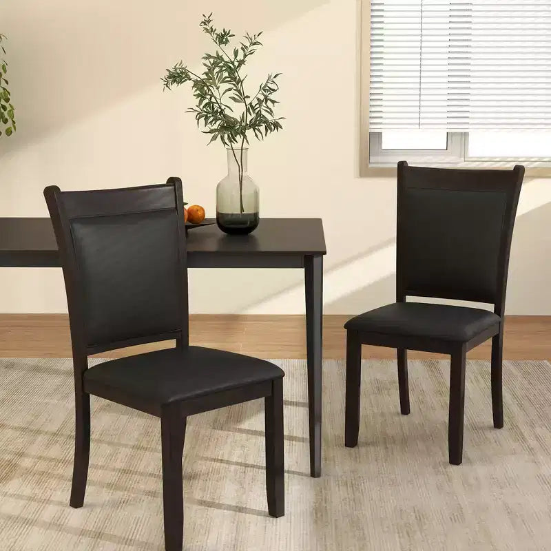 Lot de 4 chaises de salle à manger capitonnées en similicuir avec pieds en bois d'hévéa
