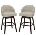 Costway Set of 2 Swivel Bar Stools Tufted Bar Height Pub Chairs w/ Rubber Wood Legs