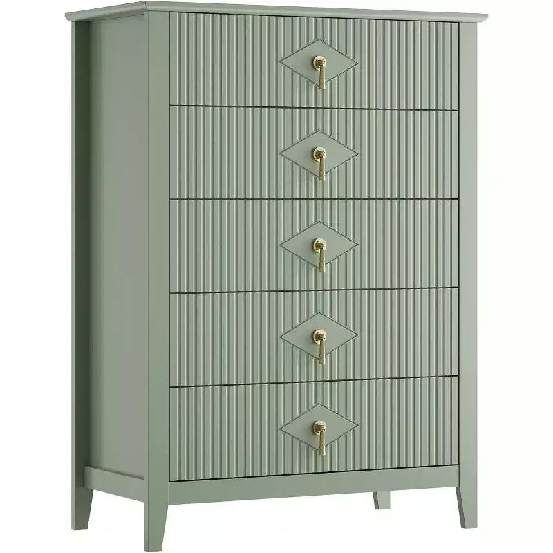 Commode cannelée à 5 tiroirs de 80 cm, commode de rangement moderne avec tiroirs profonds et kit anti-basculement