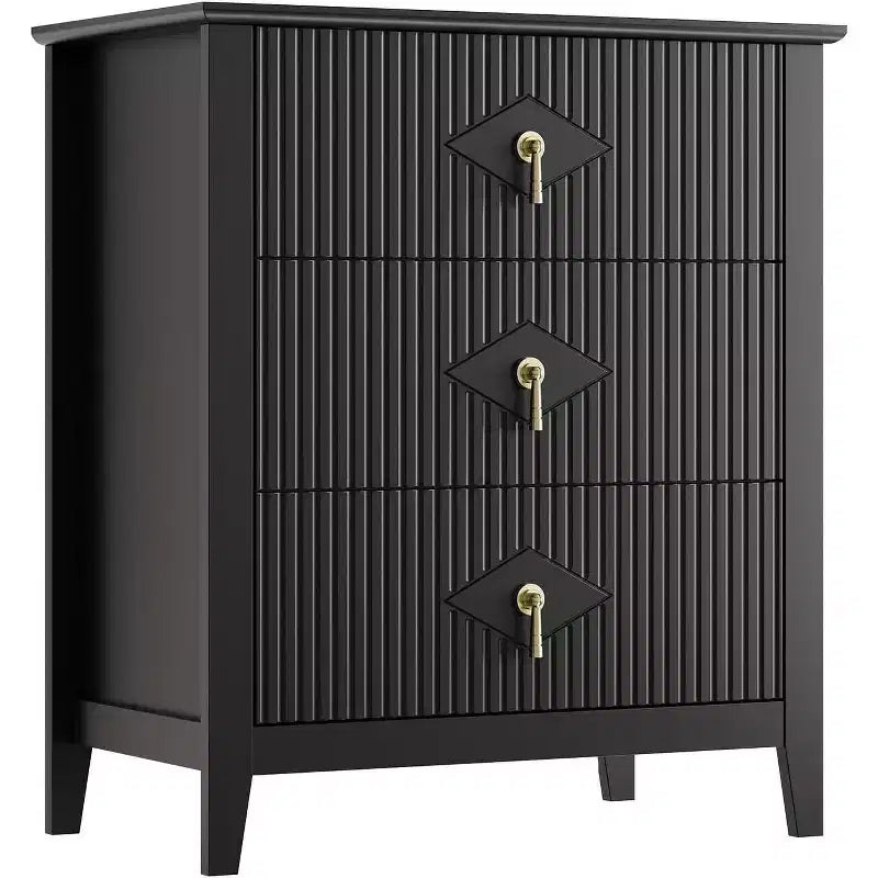Commode cannelée à 5 tiroirs de 80 cm, commode de rangement moderne avec tiroirs profonds et kit anti-basculement