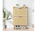 Shoe Cabinet - Hidden Shoe Storage with 2 Flip Rattan Flip-Drawer and Anti-Tip Design, Shoe Cabinet